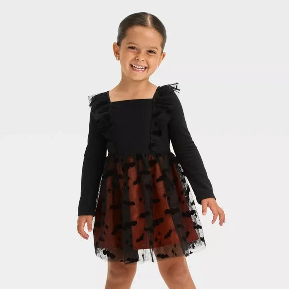 Cat & Jack | Dresses | Nwt Cat Jack Toddler Girls Long Sleeve Tulle Dress  Black 5t | Poshmark